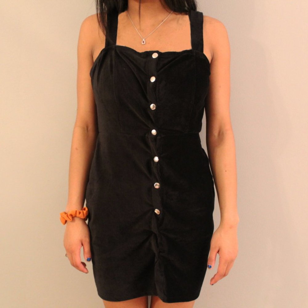 ❌NO COMMENT❌ Black Button Down Mini Dress